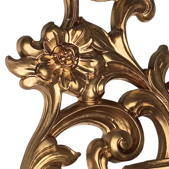 VTG Pair Syroco Gold Ornate Floral Scroll Candle Sconce Hollywood Regency #5133 - Picture 13 of 16